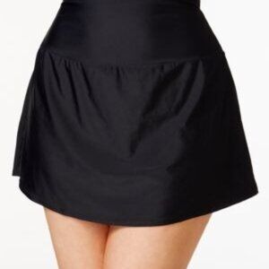 Island Escape Women's Plus Size Swim Skirt Tummy Control High Waist Black Bottom